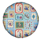 Australia Wildlife Christmas Stamp Spare Tire Cover Blue Aussie Native Animal Seamless Pattern