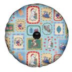 Australia Wildlife Christmas Stamp Spare Tire Cover Blue Aussie Native Animal Seamless Pattern