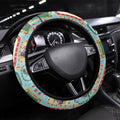 Australia Wildlife Christmas Stamp Steering Wheel Cover Blue Aussie Native Animal Seamless Pattern