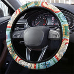 Australia Wildlife Christmas Stamp Steering Wheel Cover Blue Aussie Native Animal Seamless Pattern