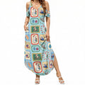 Australia Wildlife Christmas Stamp Summer Maxi Dress Blue Aussie Native Animal Seamless Pattern