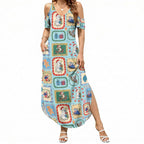 Australia Wildlife Christmas Stamp Summer Maxi Dress Blue Aussie Native Animal Seamless Pattern