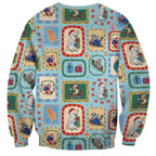 Australia Wildlife Christmas Stamp Sweatshirt Blue Aussie Native Animal Seamless Pattern