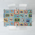 Australia Wildlife Christmas Stamp Tablecloth Blue Aussie Native Animal Seamless Pattern