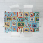 Australia Wildlife Christmas Stamp Tablecloth Blue Aussie Native Animal Seamless Pattern