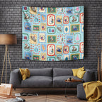 Australia Wildlife Christmas Stamp Tapestry Blue Aussie Native Animal Seamless Pattern