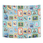 Australia Wildlife Christmas Stamp Tapestry Blue Aussie Native Animal Seamless Pattern
