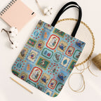 Australia Wildlife Christmas Stamp Tote Bag Blue Aussie Native Animal Seamless Pattern