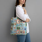 Australia Wildlife Christmas Stamp Tote Bag Blue Aussie Native Animal Seamless Pattern