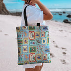 Australia Wildlife Christmas Stamp Tote Bag Blue Aussie Native Animal Seamless Pattern