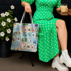 Australia Wildlife Christmas Stamp Tote Bag Blue Aussie Native Animal Seamless Pattern