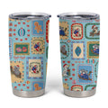 Australia Wildlife Christmas Stamp Tumbler Cup Blue Aussie Native Animal Seamless Pattern