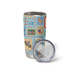 Australia Wildlife Christmas Stamp Tumbler Cup Blue Aussie Native Animal Seamless Pattern