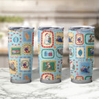 Australia Wildlife Christmas Stamp Tumbler Cup Blue Aussie Native Animal Seamless Pattern