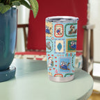 Australia Wildlife Christmas Stamp Tumbler Cup Blue Aussie Native Animal Seamless Pattern