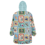 Australia Wildlife Christmas Stamp Wearable Blanket Hoodie Blue Aussie Native Animal Seamless Pattern