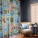 Australia Wildlife Christmas Stamp Window Curtain Blue Aussie Native Animal Seamless Pattern