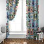 Australia Wildlife Christmas Stamp Window Curtain Blue Aussie Native Animal Seamless Pattern
