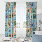 Australia Wildlife Christmas Stamp Window Curtain Blue Aussie Native Animal Seamless Pattern