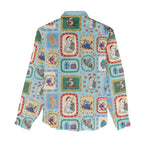 Australia Wildlife Christmas Stamp Women Casual Shirt Blue Aussie Native Animal Seamless Pattern