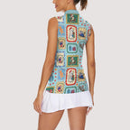 Australia Wildlife Christmas Stamp Women Sleeveless Polo Shirt Blue Aussie Native Animal Seamless Pattern