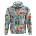 Australia Wildlife Christmas Stamp Zip Hoodie Blue Aussie Native Animal Seamless Pattern
