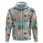 Australia Wildlife Christmas Stamp Zip Hoodie Blue Aussie Native Animal Seamless Pattern