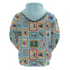 Australia Wildlife Christmas Stamp Zip Hoodie Blue Aussie Native Animal Seamless Pattern