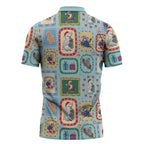Australia Wildlife Christmas Stamp Zipper Polo Shirt Blue Aussie Native Animal Seamless Pattern