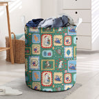 Australia Wildlife Christmas Stamp Laundry Basket Green Aussie Native Animal Seamless Pattern