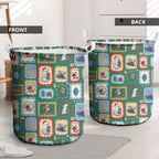 Australia Wildlife Christmas Stamp Laundry Basket Green Aussie Native Animal Seamless Pattern