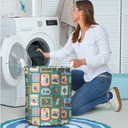 Australia Wildlife Christmas Stamp Laundry Basket Green Aussie Native Animal Seamless Pattern