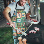 Australia Wildlife Christmas Stamp Apron Green Aussie Native Animal Seamless Pattern