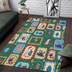 Australia Wildlife Christmas Stamp Area Rug Green Aussie Native Animal Seamless Pattern