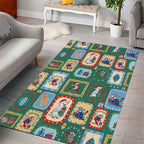 Australia Wildlife Christmas Stamp Area Rug Green Aussie Native Animal Seamless Pattern