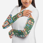 Australia Wildlife Christmas Stamp Arm Sleeves Green Aussie Native Animal Seamless Pattern