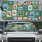 Australia Wildlife Christmas Stamp Auto Sun Shade Green Aussie Native Animal Seamless Pattern