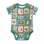 Australia Wildlife Christmas Stamp Baby Onesie Green Aussie Native Animal Seamless Pattern