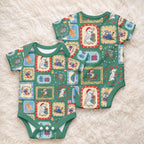 Australia Wildlife Christmas Stamp Baby Onesie Green Aussie Native Animal Seamless Pattern