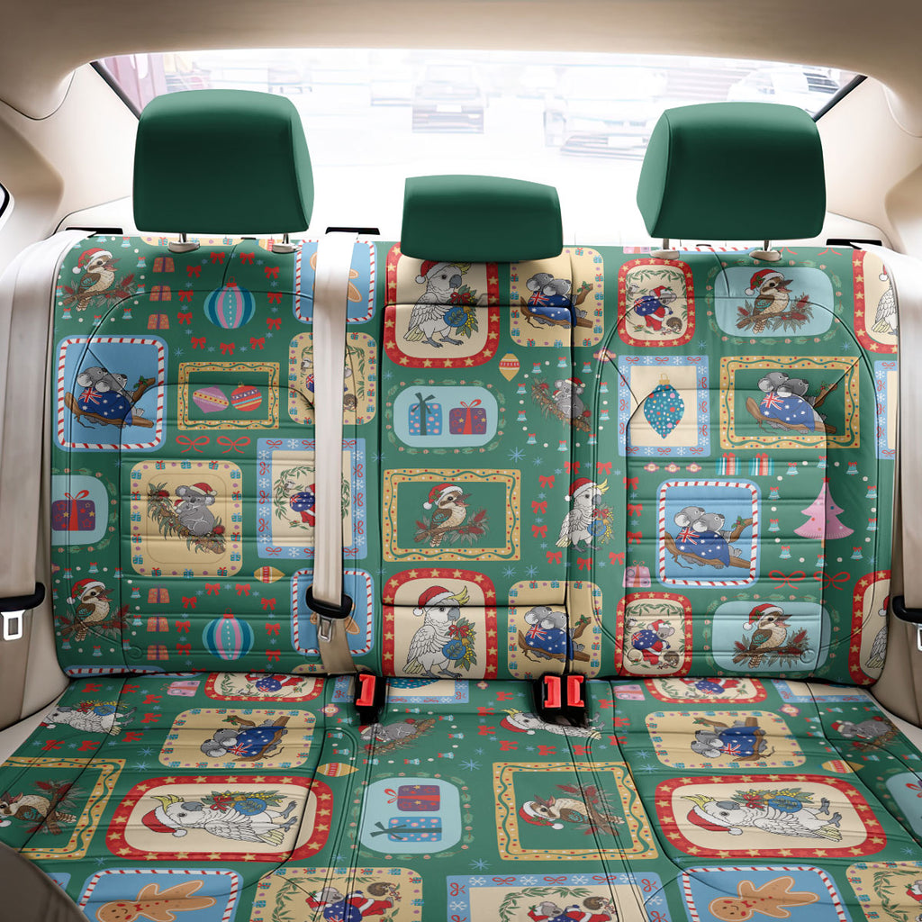 Australia Wildlife Christmas Stamp Back Car Seat Cover Green Aussie Native Animal Seamless Pattern