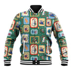 Australia Wildlife Christmas Stamp Baseball Jacket Green Aussie Native Animal Seamless Pattern