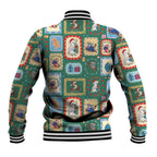 Australia Wildlife Christmas Stamp Baseball Jacket Green Aussie Native Animal Seamless Pattern