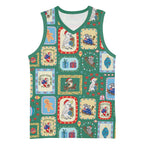 Australia Wildlife Christmas Stamp Basketball Jersey Green Aussie Native Animal Seamless Pattern