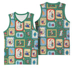 Australia Wildlife Christmas Stamp Basketball Jersey Green Aussie Native Animal Seamless Pattern