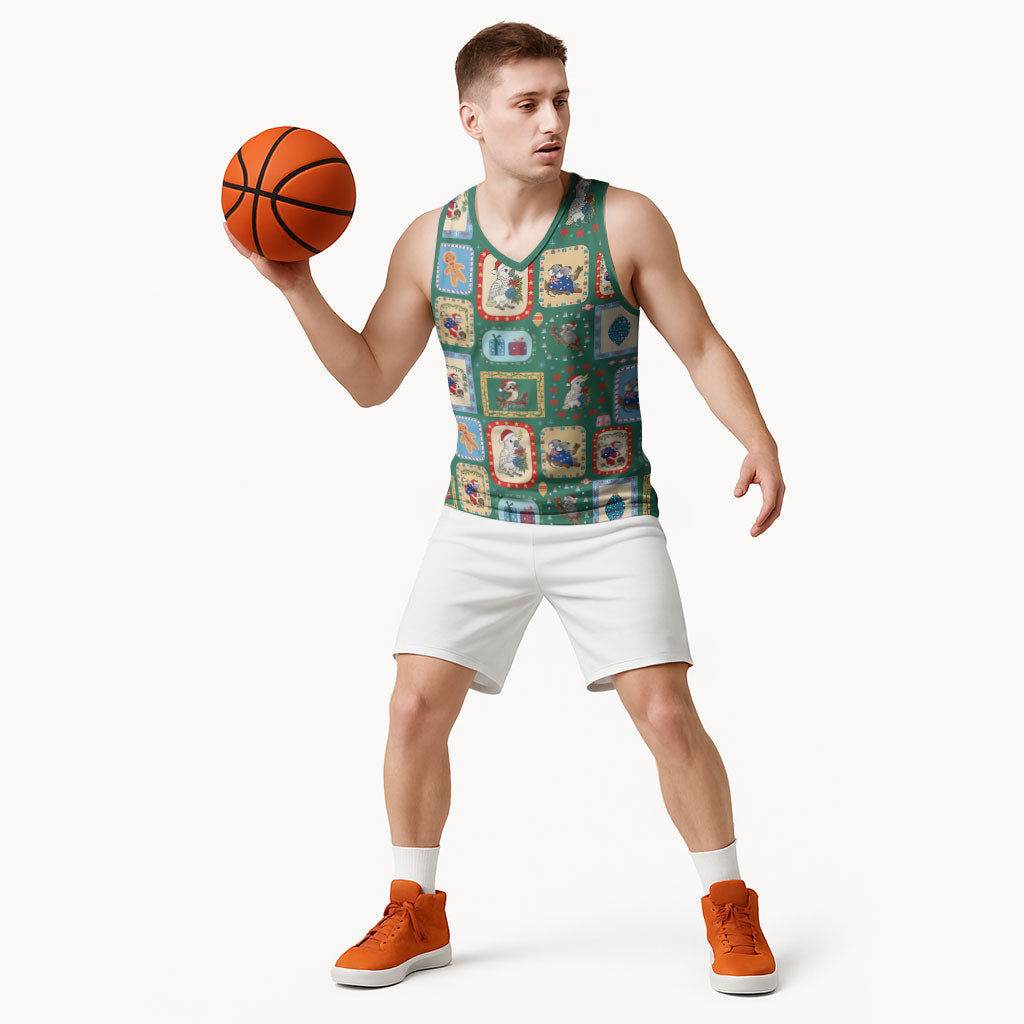 Australia Wildlife Christmas Stamp Basketball Jersey Green Aussie Native Animal Seamless Pattern