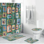 Australia Wildlife Christmas Stamp Bathroom Set Green Aussie Native Animal Seamless Pattern