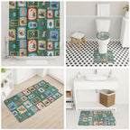 Australia Wildlife Christmas Stamp Bathroom Set Green Aussie Native Animal Seamless Pattern
