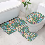 Australia Wildlife Christmas Stamp Bathroom Set Green Aussie Native Animal Seamless Pattern