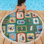 Australia Wildlife Christmas Stamp Beach Blanket Green Aussie Native Animal Seamless Pattern