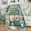 Australia Wildlife Christmas Stamp Blanket Green Aussie Native Animal Seamless Pattern